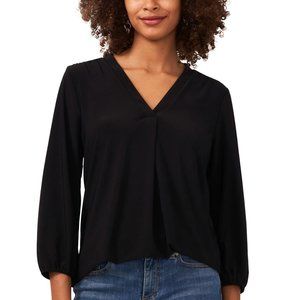 NWT TWO by Vince Camuto Women's V-Neck Top Classic Black Size Small $60 2B266